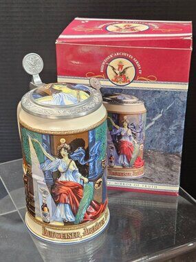 Budweiser Archives Series IV Stein 1995 Mirror Of Truth Ceramic Lid Box